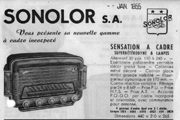 Publicité sonolor modèle  Sensation cadre 1955